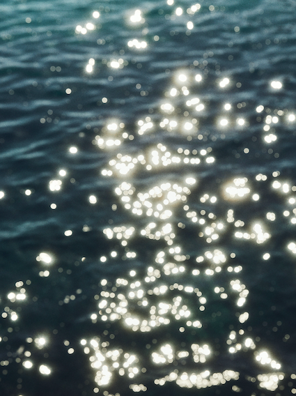 Sun glimmering on the surface of the water.